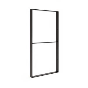 May include: Black metal shelf bracket with two horizontal bars. The bracket is designed to be mounted to a wall.