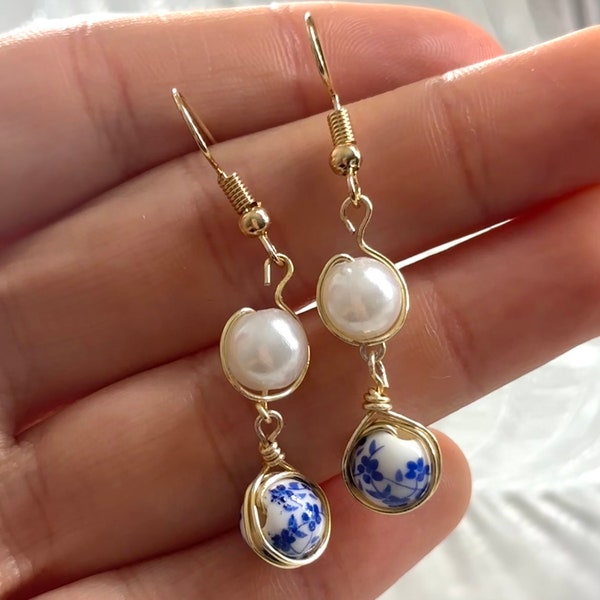 Azure Blossom Earrings | bead dangle earrings
