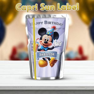 Mickey Mouse Birthday Juice Pouch Label Caprisun for Minnie & Mickey Mouse Birthday Favors 0007
