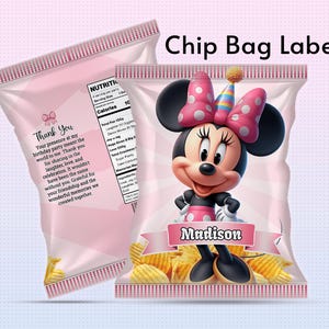 Minnie Mouse Chip Bag, Mickey Mouse Chip Bag Template for Minnie & Mickey Mouse Birthday Favors 0006