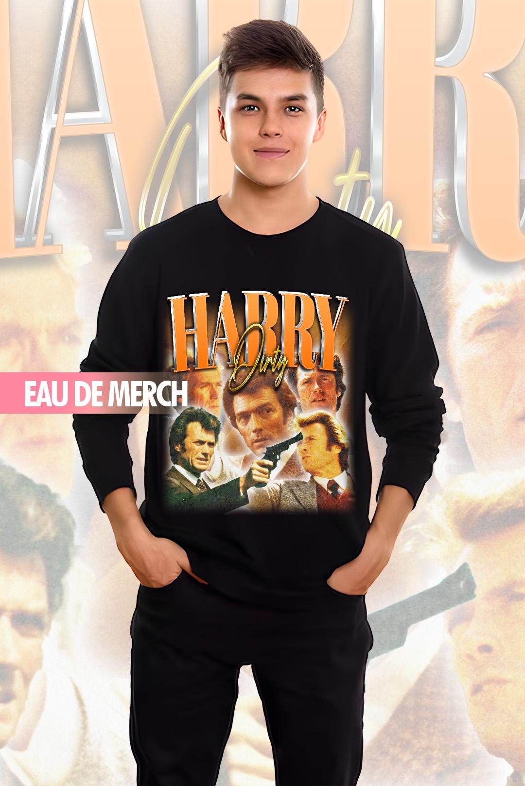 80s FANTASY”ダーティーハリー名セリフ”ムービー アートTシャツ 80's FANTASY”ダーティーハリー名セリフ”ムービー アートTシャツ