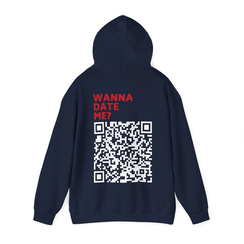 Wanna Date Me QR-Code Kapuzenpullover afbeelding 4