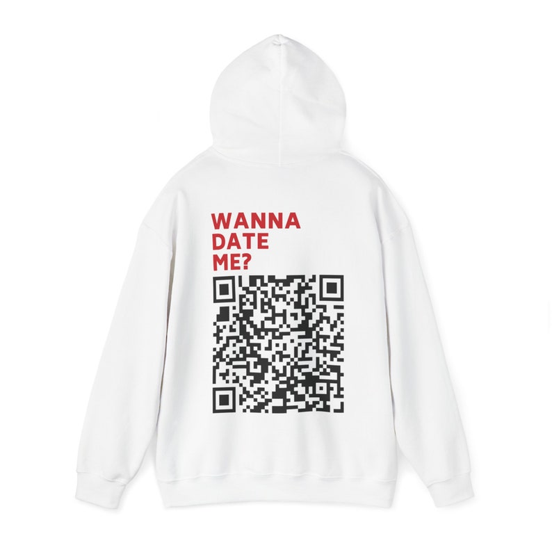 Wanna Date Me QR-Code Kapuzenpullover afbeelding 1