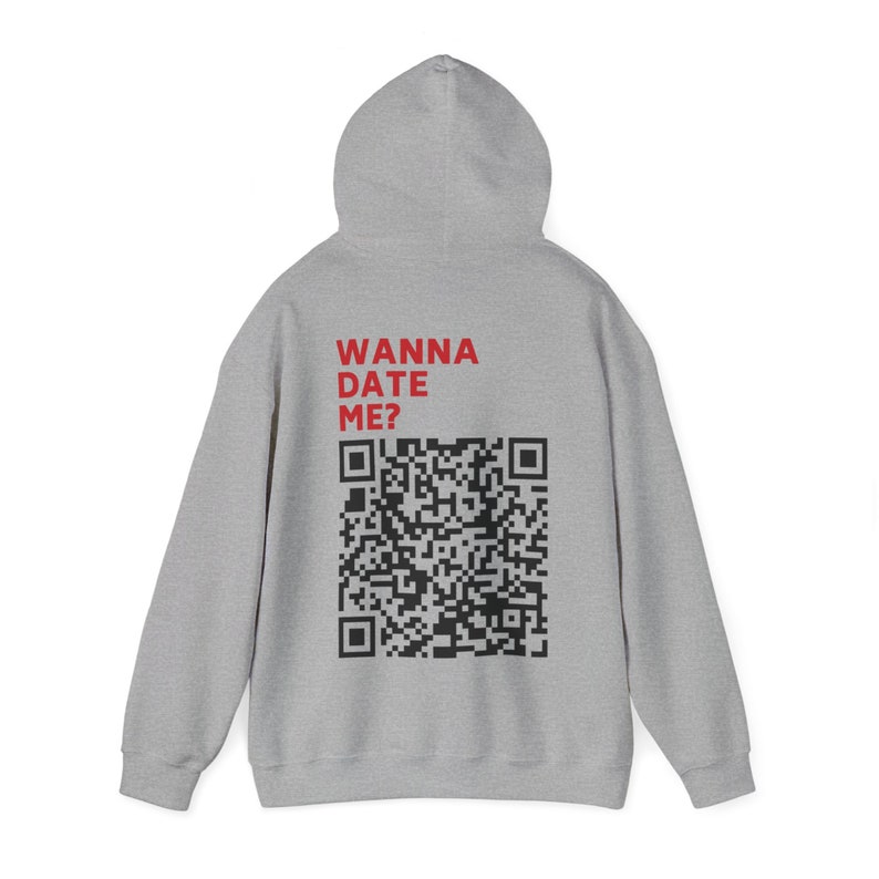 Wanna Date Me QR-Code Kapuzenpullover afbeelding 6