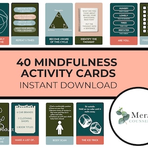Cartões de atividade de atenção plena para habilidades de enfrentamento da ansiedade flashcards para adultos flashcards de desafiar pensamentos negativos flashcards de pensar demais