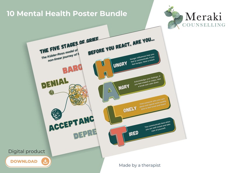 Mental Health Poster Bundle Therapy Tools for the Wall Decoration for ...