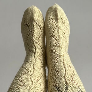 Hand knitted Nordic socks - wool socks - boot socks - lace socks - cozy socks - Nordic socks - Scandinavian socks - socks from Finland