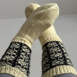 Hand knitted Nordic socks - wool socks - boot socks - cozy socks - Nordic socks - Scandinavian socks - Socks from Finland