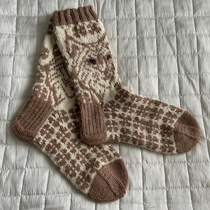 Wool socks - hand knitted socks  - boot socks - cozy socks - lynx socks - cat socks