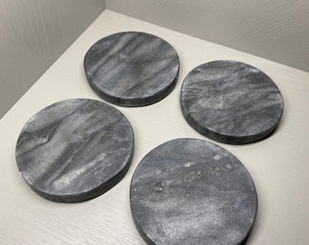 Posavasos de mármol negro: posavasos redondos de piedra para mesa de centro o bar, un regalo moderno y lujoso para decorar la mesa.