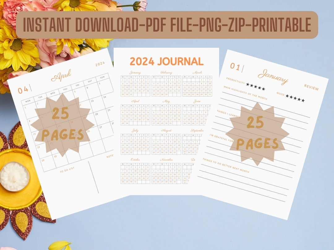 2024 Printable Planner 2024 Printable Journal 2024 Calendar Etsy.de