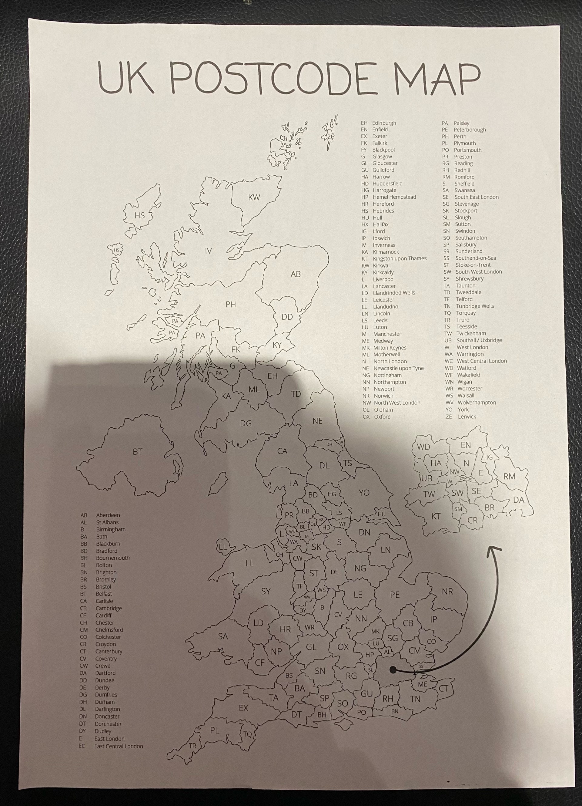 A4 Postcode Map A4 Laminated Postcode Map - Etsy