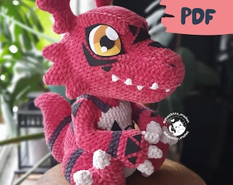 Curious Dino Monster - Crochet Pattern DIGITAL PDF - Amigurumi Tutorial