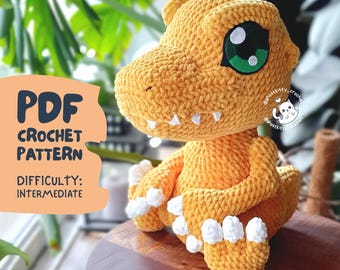 Courageous Dino Monster - Crochet Pattern DIGITAL PDF - Amigurumi Tutorial