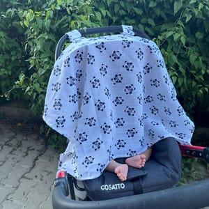 Funda para cochecito de bebé: suave, 100 % algodón orgánico de muselina con diseño de panda, capota para asiento de coche, regalo para baby shower