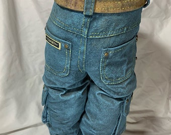 RARE! Denim Cowboy Blue Jean Large Resin Planter 16" tall w/ belt #130 UNIQUE!