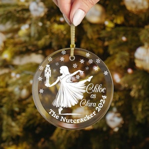 Personalized Clara Nutcracker Glass Christmas Ornament, Nutcracker Clara Ballet Custom Ballerina Gift Personalized Nutcracker Christmas Gift