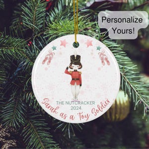 Custom Nutcracker Soldier Ballerina Christmas Ornament Personalized Role Ballet Company Greetings Double Sided Ballet Gift