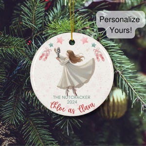 Nutcracker Clara Ballerina Custom Christmas Ornament Double Sided Personalized Nutcracker Ballet Gift for Dancer Name Ballerina Keepsake