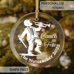 Casse-noisette personnalisé Fritz Noël danseur garçons personnalisé verre ornement de Noël casse-noisette cadeau nom personnalisé rôle souvenir de Noël