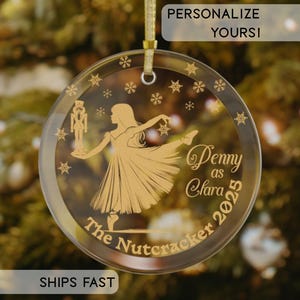 Personalized Clara Nutcracker Glass Christmas Ornament, Nutcracker Clara Ballet Custom Ballerina Gift Personalized Nutcracker Christmas Gift