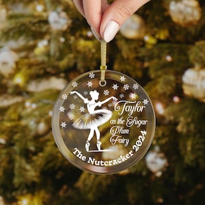 Personalized Nutcracker Sugar Plum Fairy Glass Christmas Ornament Nutcracker Ballet Custom Sugar Plum Fairy and name Gift for Ballerina