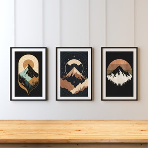 Mountain Wall Art Gallery, 3 Piece Wall Art,Modern Home Decor, Printable Wall Art, Landscape Print Set, Abstract Wall Art, Digital  Download