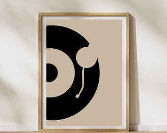 Vinyl Record Wall Art, Retro Music Print, Record Player Print, Music Poster, Musical Gift, Gift for Idea, Retro Wall Art, Digital Download