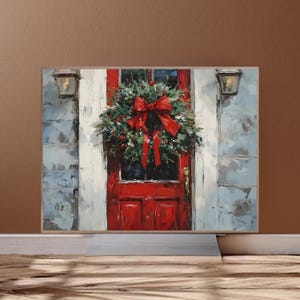 Vintage Christmas Wall Art, Winter Doors, Santa Wall Art, Christmas Poster,Red Door, Christmas Wreath, Xmas , Printable Wall Art, AI