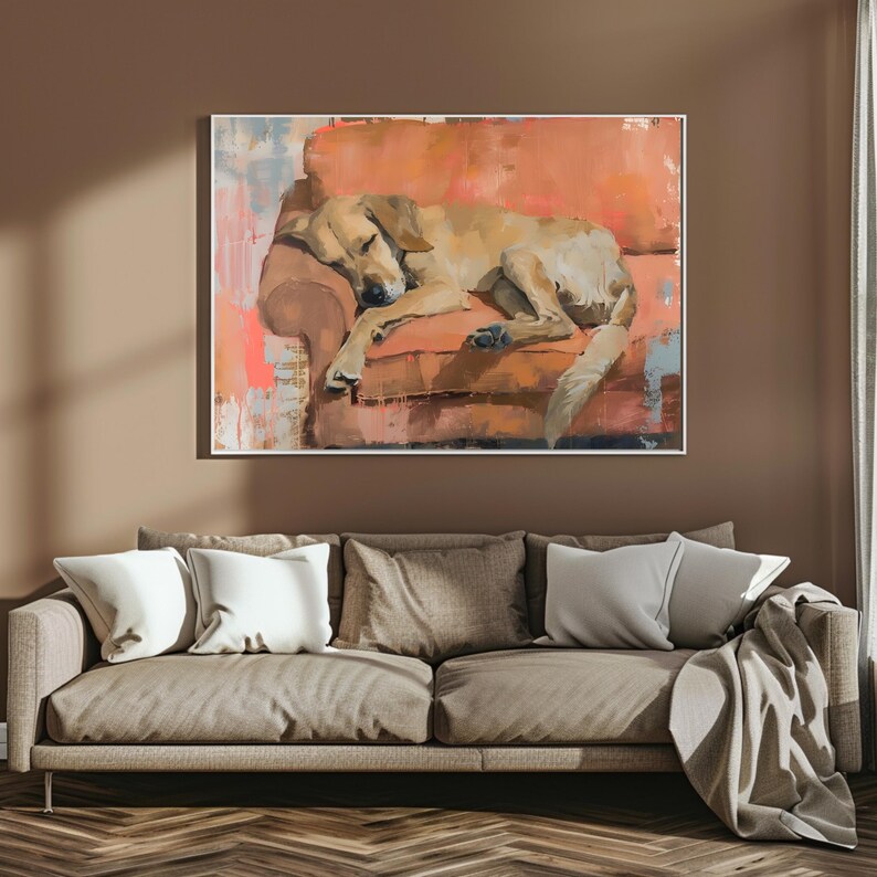 Sleeping Dog Wall Art, Dog Vintage Wall Art, Dog Drawing, Farmhouse Poster, Dog Gift, Funny Dog Poster, Animal Print, Animal Lovers, AI image 8