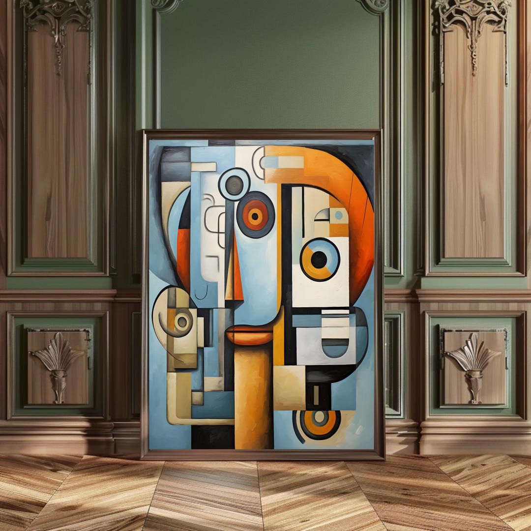 Cubism Inpso Cubism Face Wall Art, Modern Abstract Geometric Portrait, Surrealism ...