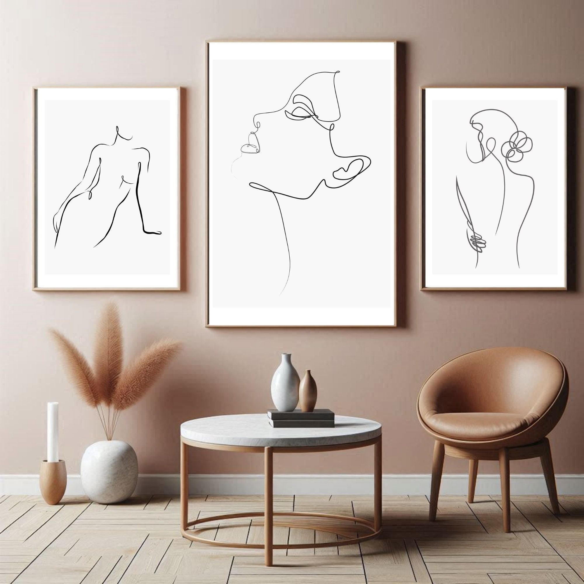 Woman Line Drawing Art Print Set of 3, Female Print Poster, Woman Body ...