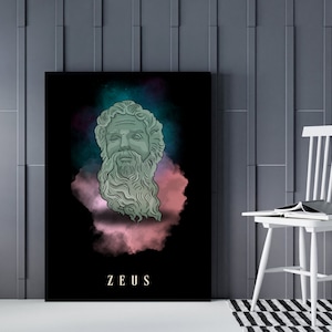 Zeus Statue Aesthetic Poster, Zeus Bust, Mythological Prints, Griechische Mythologie, God Zeus Art Print, Trendy Wall Art, Digital Download