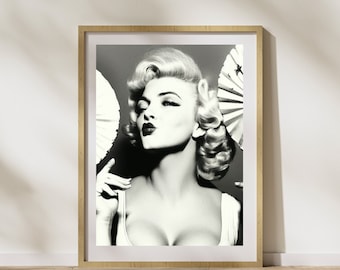Marilyn Monroe Portrait Printable Art / Black & White / Retro / Printable Art / Home Living / Wall Decor / Unframed - Print Only
