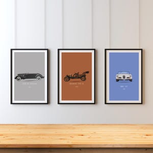 Set of 3 Vintage Vehicle Prints, Retro Car Wall Art,Classic Car Poster,Travel Nursery Decor, Boys Room Decor,Transportation,Digital Download