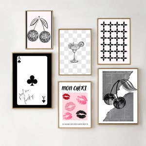 Trendy Wall Art Print Set Of 6, Retro Aesthetic Print, Preppy Wall Decor,Eclectic Wall Art, College Room Decor,Poster Set ,Digital Download,