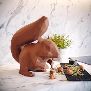 Squirrel Papercraft 3D DIY Digital Files for Papercraft. Printable PDF Template. 3d model Squirrel DIY decor