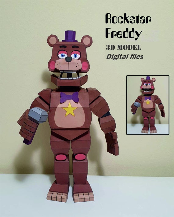 Five Nights at Freddy's グラムロック・フレディ　模型工作 ロックスター フレディ 3D ペーパークラフト PDF テンプレート、FNAF