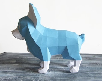 Corgis Hund 3D Papercraft PDF Template, DIY Papiermodell