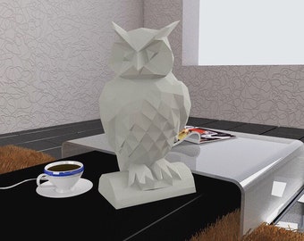 Owl: Origami decor - Digital Files for Papercraft. Printable PDF Template. 3d Origami Model DIY