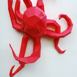 Octopus: Paper decor - Digital Files for Papercraft. Printable PDF Template. 3d Origami Model DIY