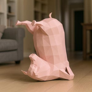 Maiale Yoga: File Digitali per Papercraft. Modello PDF Stampabile. Modello Origami 3D Fai da Te.
