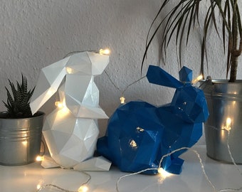 Lapin : décoration en origami - Fichiers numériques pour créations en papier. Modèle PDF imprimable. Modèle 3D en origami à faire soi-même