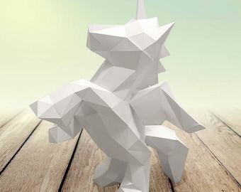 Unicorn Papercraft – 3D DIY Paper Model | Printable PDF Template | Origami Wall Decor