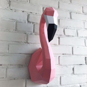 Fenicottero: decorazioni origami - File digitali per Papercraft. Modello PDF stampabile. Modello 3D Origami fai da te. Decorazione murale