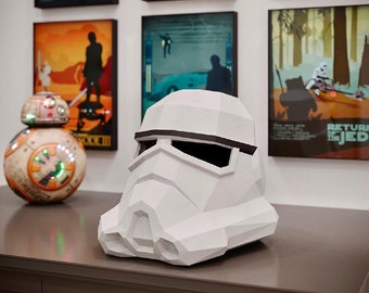Cabeza de Stormtrooper de Star Wars: Archivos digitales para Papercraft. Plantilla PDF imprimible. Modelo de origami 3d hazlo tú mismo