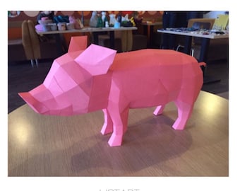Schweinchen: Origami Dekor - Digitale Dateien zum Papierbasteln. Druckbare PDF-Vorlage. 3D Origami Modell DIY