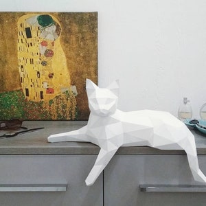 Faça Você Mesmo: Modelo de Papel 3D de Gato, Decoração de Parede (Modelo em PDF) Origami