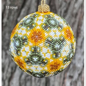Yellow peyote ball pattern for beading,  floral seed beads craft