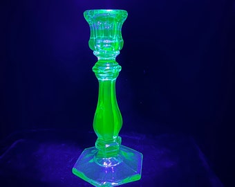 Uranium Glass Candlestick Holder